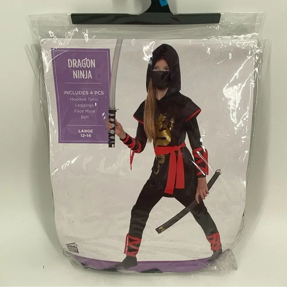 Kids Halloween Costume Dragon Ninja size L 4 pcs